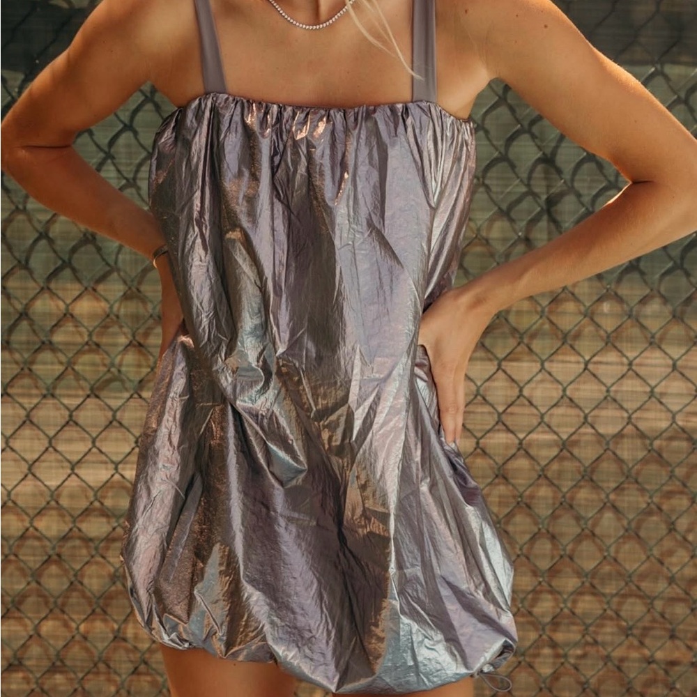 Daily Drills Silver Metallic Bubble Dress